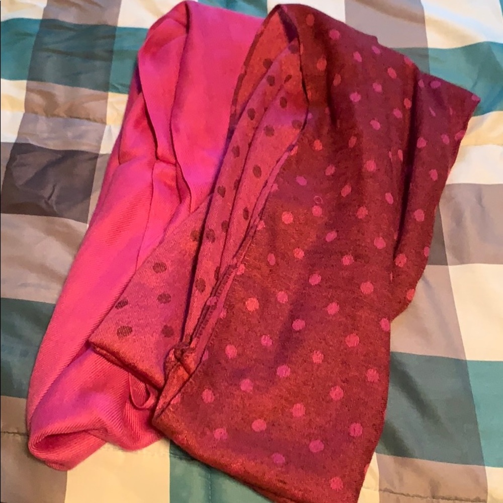 Pink polka dot and pink solid infinity scarves